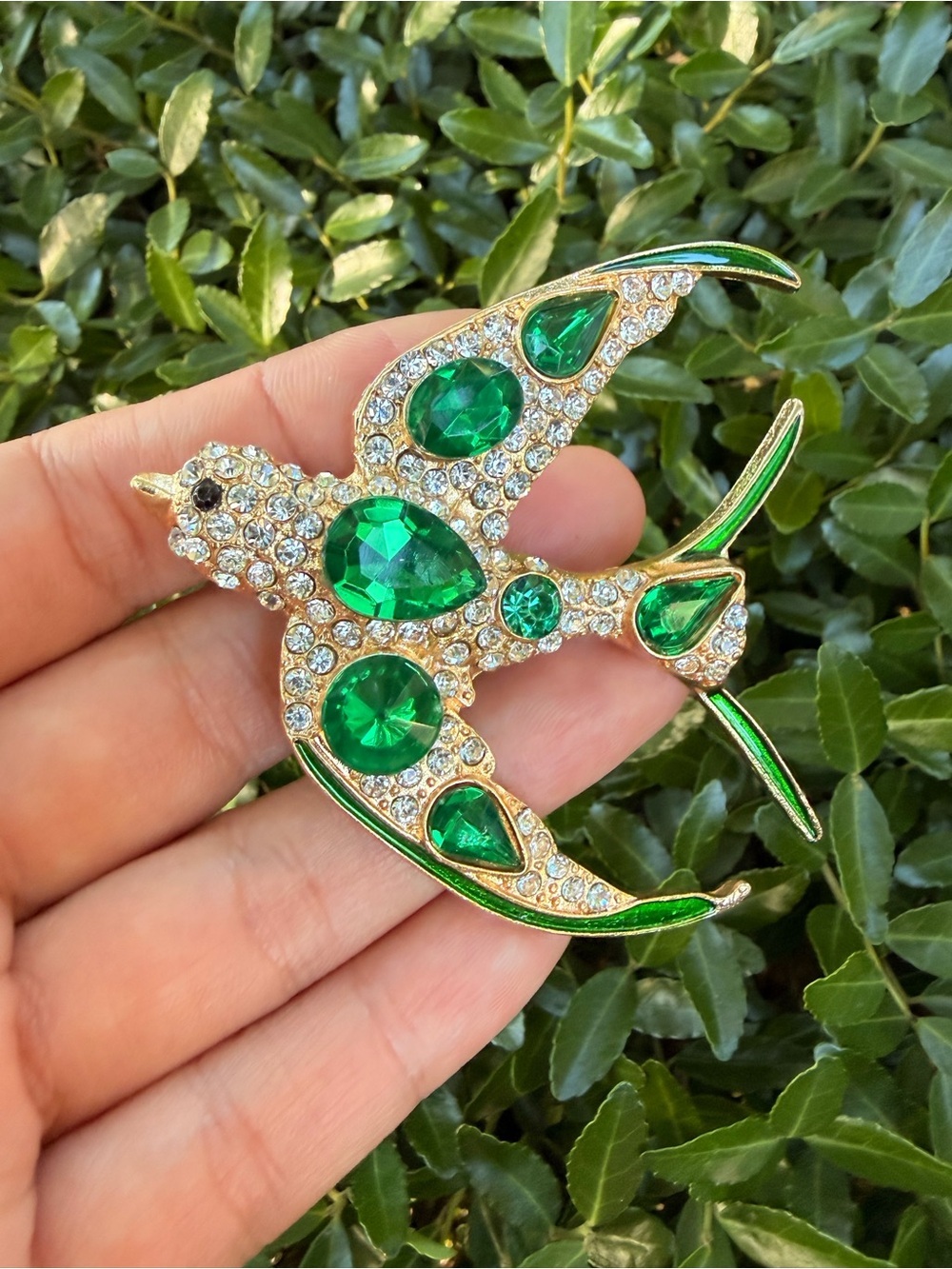 Baroque Luxury Rhinestone Simulated Swallow Design  Brooch Pin